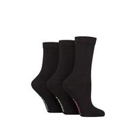 SockShop Wildfeet Ladies Plain Bamboo Socks Pack of 3 (UK, Numeric, 4, 8, Regular, Regular, Black Contrast)