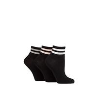 SockShop Wildfeet Ladies Plain Mid Cut Ribbed Cotton Crew Socks Pack of 3 Black White/Pink/Grey 4-8