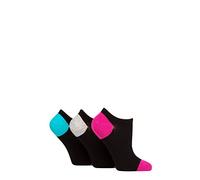 SockShop Wildfeet Ladies Plain, Patterned and Contrast Heel Bamboo Trainer Socks Pack of 3 Contrast Black Pink/Teal 4-8