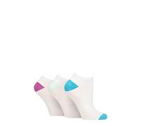 SockShop Wildfeet Ladies Plain, Patterned and Contrast Heel Bamboo Trainer Socks Pack of 3 Contrast White Blue/Purple 4-8