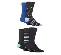 SockShop Wildfeet Men's Bamboo Socks - Plain, Patterned, Regular, Crew Length, Soft, Breathable, Cooling, 5 Pair Multipack Size 7-11 Spots Stripes Charcoal