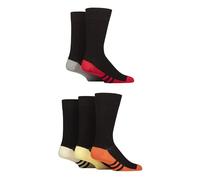 SockShop Wildfeet Men's Bamboo Socks - Plain, Patterned, Regular, Crew Length, Soft, Breathable, Cooling, 5 Pair Multipack Size 7-11 Striped Sole Red/Grey/Orange