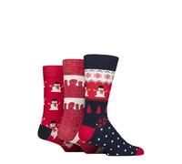 SockShop Wildfeet Mens Christmas Socks - Fun, Novelty Patterns, Soft Cotton, in Candy Cane Gift Box 3 Pair Multipack Size 7-11 Snowmen