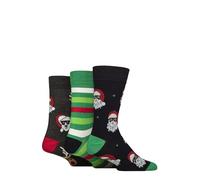 SockShop Wildfeet Mens Christmas Socks - Soft Breathable Bamboo, Fun, Novelty Xmas Patterns, in Santa Print Gift Box Multipack of 3 Pairs Size 7-11 Santa in Glasses