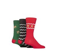 SockShop Wildfeet Mens Christmas Socks - Soft Cotton, Fun Novelty Festive Patterned Xmas Gift Multipack of 3 Size 7-11 (UK, Numeric, 7, 11, Regular, Regular, Gingerbread Man)