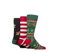 SockShop Wildfeet Mens Christmas Socks - Soft Cotton, Fun Novelty Festive Patterned Xmas Gift Multipack of 3 Size 7-11 (UK, Numeric, 7, 11, Regular, Regular, Gingerbread)