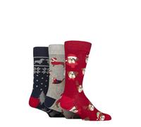 SockShop Wildfeet Mens Christmas Socks - Soft Cotton, Fun Novelty Festive Patterned Xmas Gift Multipack of 3 Size 7-11 (UK, Numeric, 7, 11, Regular, Regular, Festive Dogs)