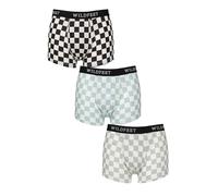 SockShop Wildfeet Men's Patterned Trunks - Soft, Mid-rise, Moisture Wicking, Breathable, Label-less, Fun, Novelty, Patterned, 3 Pack, Sizes S,M,L,XL Checkers XL