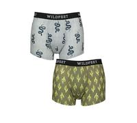 SockShop Wildfeet Men's Patterned Trunks - Soft, Mid-rise, Moisture Wicking, Breathable, Label-less, Fun, Novelty, Patterned, 2 Pack, Sizes S,M,L,XL Snake/Cactus M