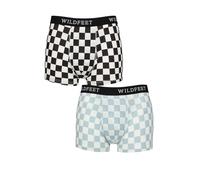 SockShop Wildfeet Men's Patterned Trunks - Soft, Mid-rise, Moisture Wicking, Breathable, Label-less, Fun, Novelty, Patterned, 2 Pack, Sizes S,M,L,XL (UK, Alpha, S, XL, Regular, Regular, Checker)