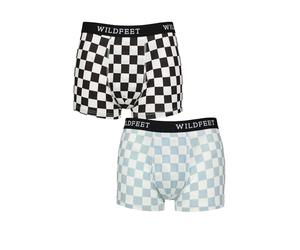 SockShop Wildfeet Men's Patterned Trunks - Soft, Mid-rise, Moisture Wicking, Breathable, Label-less, Fun, Novelty, Patterned, 2 Pack, Sizes S,M,L,XL (UK, Alpha, L, XL, Regular, Regular, Checker)