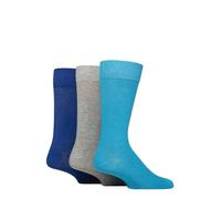 SockShop Wildfeet Mens Plain Bamboo Socks Pack of 3 (UK, Numeric, 7, 11, Regular, Regular, Bright Blue/Light Grey/Blue)