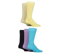 SockShop Wildfeet Mens Plain Bamboo Socks Pack of 5 (UK, Numeric, 7, 11, Regular, Regular, Yellow/Lime/Blue/Lilac/Navy)