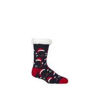 SockShop Wildfeet Mens Socks with Grips - Christmas Theme, Fun, Novelty, Xmas Patterned, in Santa Print Gift Box 1 Pair Size 7-11 (UK, Numeric, 7, 11, Regular, Regular, Christmas Hats)