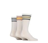 SockShop Wildfeet Men's Sports Socks - Soft, Cooling, Breathable Bamboo, Calf, Crew Length, Plain, Striped, 3 Pair Multipack Size 7-11 White Green/Yellow/Blue Stripes