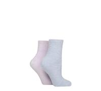 SockShop Wildfeet Women’s 2 Pair Fluffy Feather Socks - Super Soft Cosy Bed or Lounge, Fuzzy Texture Indoor Comfort, Relaxing, Gifting 4-8 (UK, Numeric, 4, 8, Regular, Regular, Lilac/Pink)