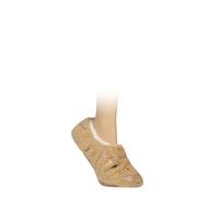 SockShop Wildfeet Women’s Fluffy Fleece Lined Footsie Slipper Socks - Light Brown, Floral Pattern, Super Soft, Anti-Slip Grip, Cozy Low-Cut House Slippers, 1 Pair, One Size UK 4-8 Light Brown Flowers