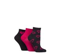 SockShop Wildfeet Women's Bamboo Socks - Mid Length, Ankle High, Anklet, Soft, Breathable, Cooling, Plain, Patterned, 3 Pair Multipack Size 4-8 Navy Hearts