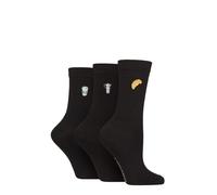 SockShop Wildfeet Women's Embroidered Socks - Crew, Calf Length, Soft Breathable Cooling Bamboo,Patterned, 3 Pair Size 4-8