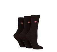 SockShop Wildfeet Women's Embroidered Socks - Crew, Calf Length, Soft Breathable Cooling Bamboo,Patterned, 3 Pair Size 4-8
