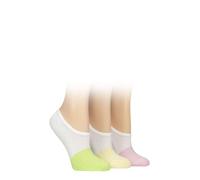 SockShop Wildfeet Women's Shoe Liner Socks - Plain, Breathable Bamboo, Half-Cushioned Sole, Anti Slip Heel Grips, 3 Pair Multipack Size 4-8 (UK, Numeric, 4, 8, Regular, Regular, White Lime/Yellow)