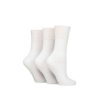 SockShop Women’s 3 Pair Gentle Grip Bamboo Leisure Socks - Cushioned Foot, Soft Breathable Non Binding Comfort Top, Everyday Casual or Work Wear, UK 4-8 White