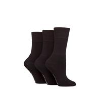 SockShop Women’s 3 Pair Gentle Grip Bamboo Leisure Socks - Cushioned Foot, Soft Breathable Non Binding Comfort Top, Everyday Casual or Work Wear, UK 4-8 Black