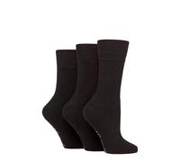 SockShop Women’s 3 Pair Gentle Grip Wool Boot Socks - Cushioned Foot, Soft Warm Non Binding Comfort Top, Breathable Winter Boot or Outdoor Wear, UK 4-8 Black