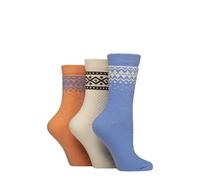 SockShop Women’s Fair Isle Boot Socks - 3 Pack Soft Cosy Micropoly Knit, Warm Lightweight Crew Length for Winter Comfort, Everyday or Home Wear, Size 4-8 Crisp Winter