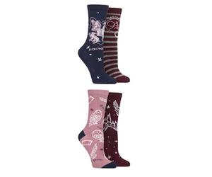 SockShop Women’s Harry Potter Hogwarts Cotton Socks - 4 Pack House Crest Designs, Soft Breathable Fit, Magical Gift Idea for Fans and Film Lovers, Size 4-8 Assorted