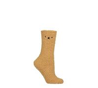 SockShop Women’s Teddy Bear Cosy Socks - 1 Pair Soft Fleece Gift Boxed Lounge Style, Warm and Fluffy for Winter Comfort and Relaxing at Home, Size 4-8 Honey