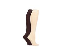 SockShop Bamboo Knee High Socks - Womens Long Socks in Plain and Striped Designs, Fun, Fashionable in Bright Colours, Soft and Breathable for Comfort, Pack of 2 Pairs Size 4-8 Cocoa 4-8