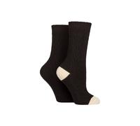 SOCKSHOP Women's 2 Pair Wool Mix Boot Socks in Black | Size: 4-8 Blue Vanilla Black 4-8