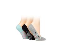SOCKSHOP Women's 3 Pair Plain & Patterned Bamboo Shoe Liners in Aqua | Size: 4-8 SockShop Aqua 4-8