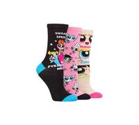 SOCKSHOP Women's 3 Pair Powerpuff Girls Cotton Socks | Size: 4-8 SockShop Multicolor 4-8
