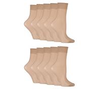 SockShop Womens Ankle Highs Pop Socks Short Nylon Stockings Hosiery 15 Denier in Various Shades One Size Pack of 10 Ankle - Nude 4-8