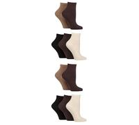 SockShop Women's Anklet Socks, Ankle High, Plain, Patterned, Soft Breathable Bamboo, Multipack of 10 Pairs Size 4-8 Coca Mix