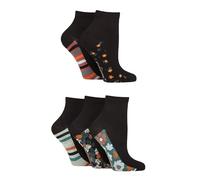 SockShop Women's Bamboo Ankle Socks - Ankle High, Anklet, Soft, Cooling, Breathable, Plain and Patterned, 5 Pair Multipack Size 4-8 Patterned Sole Floral