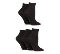 SockShop Women's Bamboo Ankle Socks - Ankle High, Anklet, Soft, Cooling, Breathable, Plain and Patterned, 5 Pair Multipack Size 4-8 Plain Black