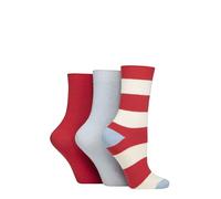 SockShop Women's Bamboo Ribbed Socks - Soft, Breathable, Cooling, Striped, Patterned, 3 Pairs, Size 4-8 Nautical