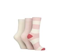 SockShop Women's Bamboo Ribbed Socks - Soft, Breathable, Cooling, Striped, Patterned, 3 Pairs, Size 4-8 Pink