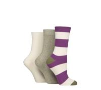 SockShop Women's Bamboo Ribbed Socks - Soft, Breathable, Cooling, Striped, Patterned, 3 Pairs, Size 4-8 (UK, Numeric, 4, 8, Regular, Regular, Wild Terrain)