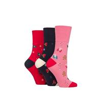 SockShop Womens Gentle Grip Bamboo Christmas Socks - Festive Soft Breathable Non-Binding Top Diabetic Friendly Comfort Fit,Gift Idea for Winter, 3 Pairs, UK Size 4-8 Mixed Pattern