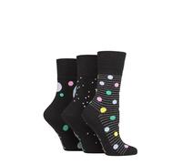 SockShop Womens Gentle Grip Colourburst Socks - 3 Pair Pack Soft Cotton Colourful Diabetic Friendly Comfortable Fit Everyday Casual Footwear, UK Size 4-8 Pastel Shower