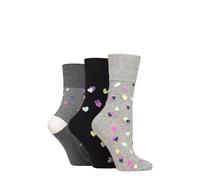 SockShop Womens Gentle Grip Colourburst Socks - 3 Pair Pack Soft Cotton Colourful Diabetic Friendly Comfortable Fit Everyday Casual Footwear, UK Size 4-8 Sweetheart