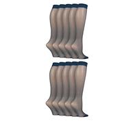 SockShop Womens Knee Highs Nylon Stockings Pop Socks Hosiery 15 Denier in Various Shades One Size Pack of 10 Knee - Navy 4-8