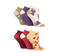 SockShop Women's Trainer Socks, Low, Short, Mesh, Plain, Ribbed, Striped, Patterned, Soft Breathable Cooling Bamboo, 6 Pair Multipack Size 4-8 Tomato Grape