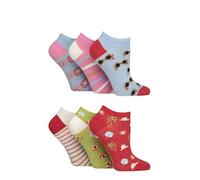 SockShop Women's Trainer Socks, Low, Short, Mesh, Plain, Ribbed, Striped, Patterned, Soft Breathable Cooling Bamboo, 6 Pair Multipack Size 4-8 Holiday Mode