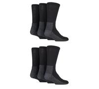 SockShop Workforce Mens Boot Socks - Safety Work Socks Cushioned, Cotton, Comfort Cuff, Arch Support 6 Pairs Size 6-11 Black Safety
