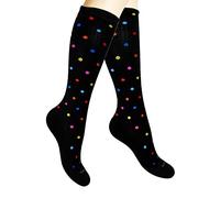 SocksLane Cotton Compression Socks 15-20 mmHg Class 1 Support Knee-High (Color Dots, Small-Medium)
